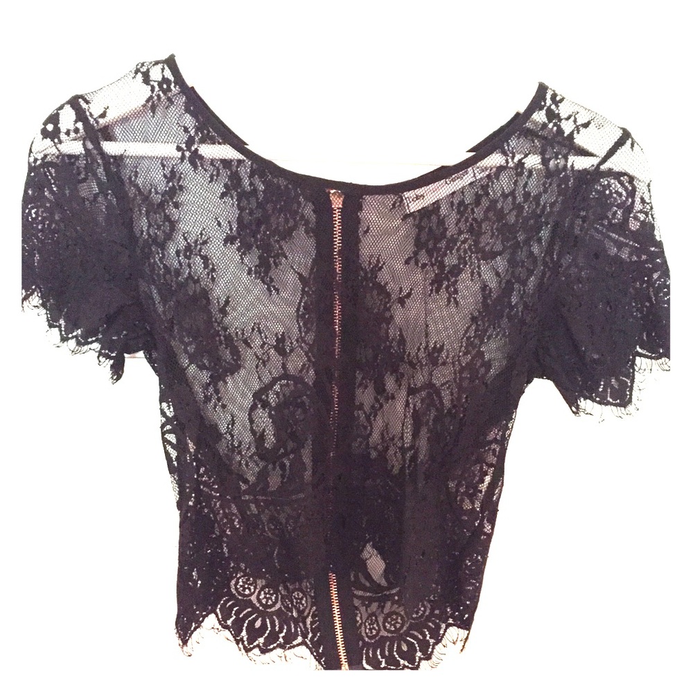 Toby Heart Ginger black lace top